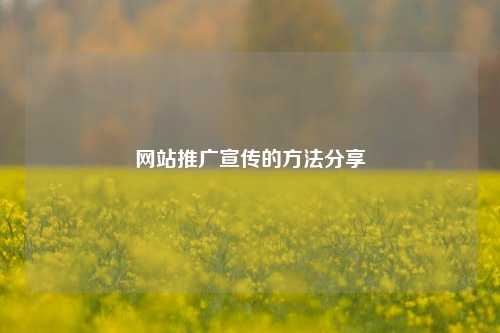 网站推广宣传的方法分享