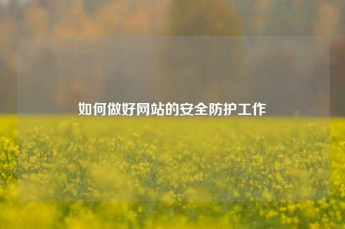 如何做好网站的安全防护工作