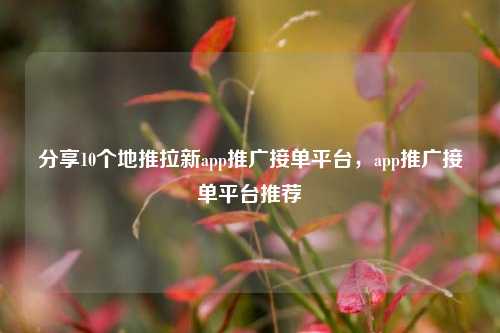 分享10个地推拉新app推广接单平台，app推广接单平台推荐