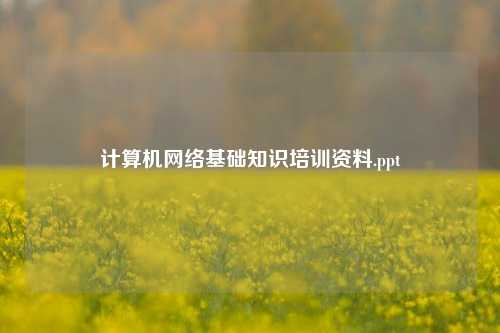计算机网络基础知识培训资料.ppt