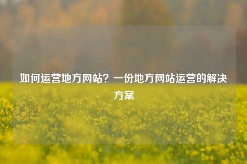 如何运营地方网站？一份地方网站运营的解决方案