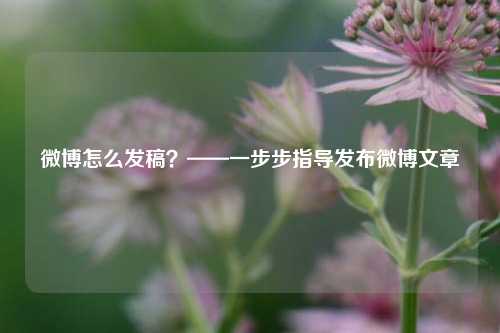 微博怎么发稿？——一步步指导发布微博文章