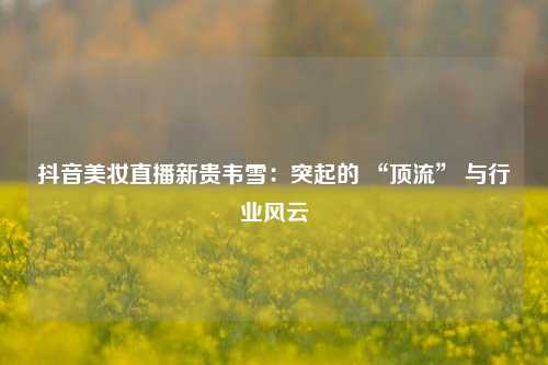 抖音美妆直播新贵韦雪：突起的 “顶流” 与行业风云