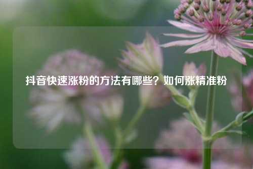 抖音快速涨粉的方法有哪些？如何涨精准粉